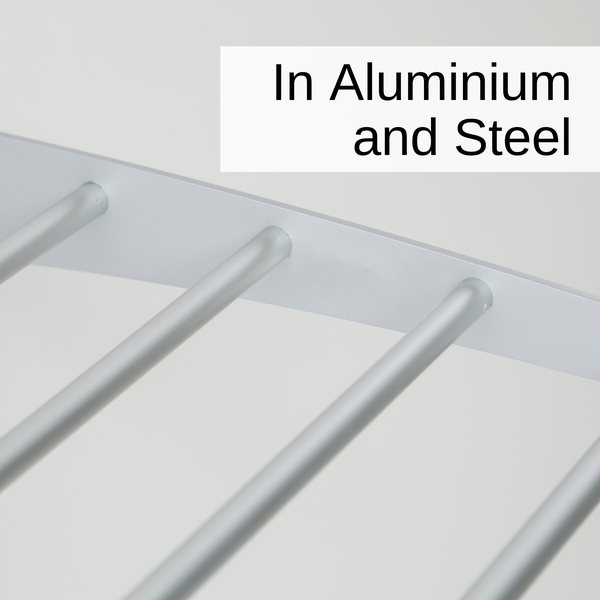 Detailansicht eines Handtuchhalters aus Aluminium und Stahl