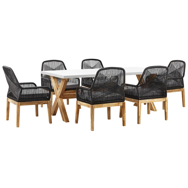 Gartenmöbel Set 6-Sitzer OLBIA inkl. Kissen Beton Schwarz