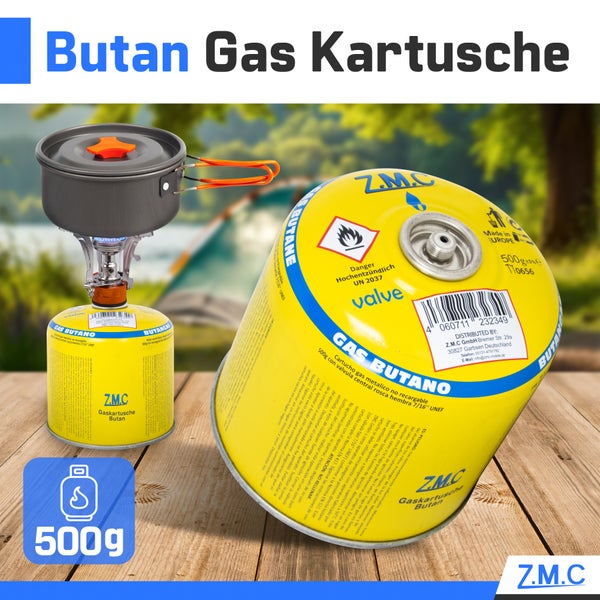 Z.M.C 1X Gaskartuschen 500g, Propan/Butan Gas 990ml, Gaskartusche EN417, Eurogewinde Schraubgewinde Anschluss, Schraubkartusche für Unkrautbrenner, Universal Druckgasdose mit Schraubventil