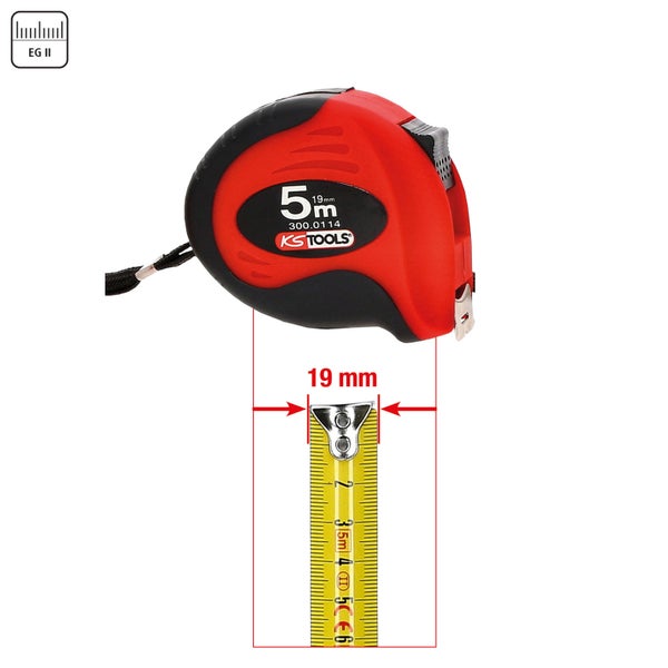 KS Tools Rollbandmaß, 5 Meter, Bandbreite 19 Millimeter