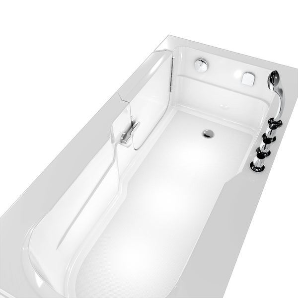 Badewanne mit Duschabtrennung, Armatur und Abfluss