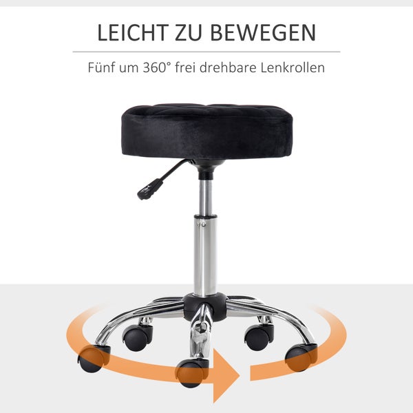 HOMCOM Salonstuhl, Ø42 x 49-61H cm, Polyester, Schwarz