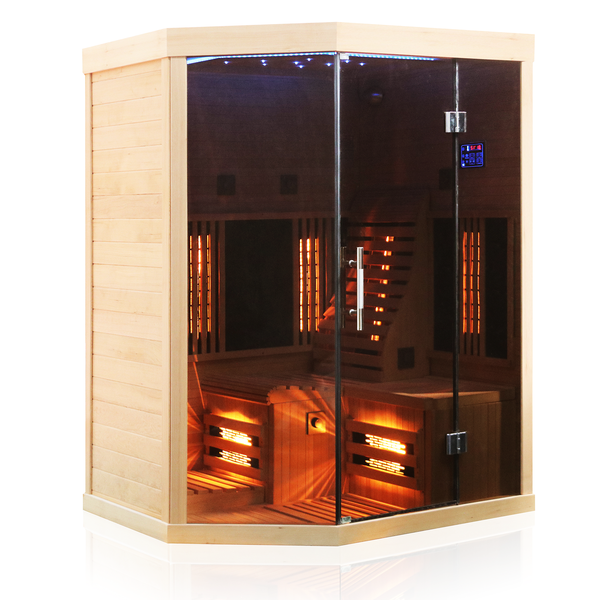 Dewello® Infrarotsauna Infrarotkabine OTTAWA 140x120cm 1-2 Person inkl. 6 Vollspektrumstrahler, 2 Karbonstrahler, 2 Personen