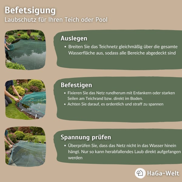 Premium Teichnetz – 3m Breite | dunkelgrün | Meterware – extra feinmaschig als Pool Abdecknetz & Laubnetz für Teiche