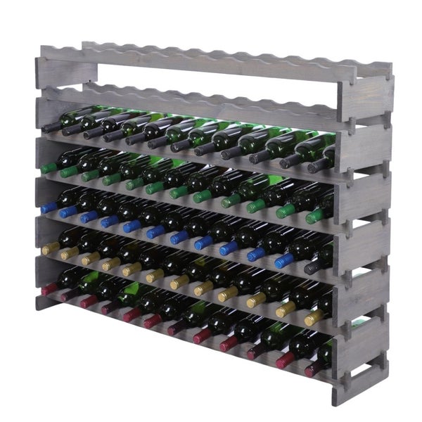 Weinregal VINOTECA FLEX PRO HxBxT 93x123x28cm 84 Flaschen auf 7 Ebenen Massives Kiefernholz Grau