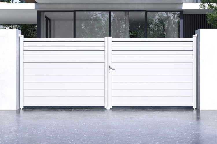 Flügeltor 4m CARPATIA H.160cm Weißaluminium + RANGER B150 Motorisierung
