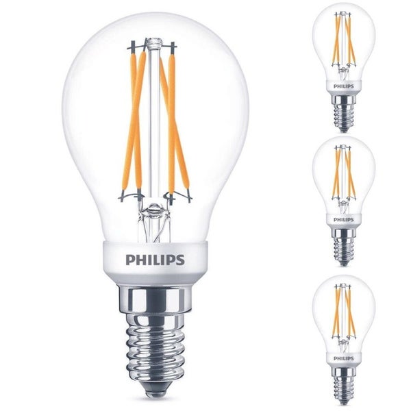 Philips LED Lampe ersetzt 25 W, E14 Tropfenform P45, klar, warmweiß, 270 Lumen, dimmbar, 4er Pack