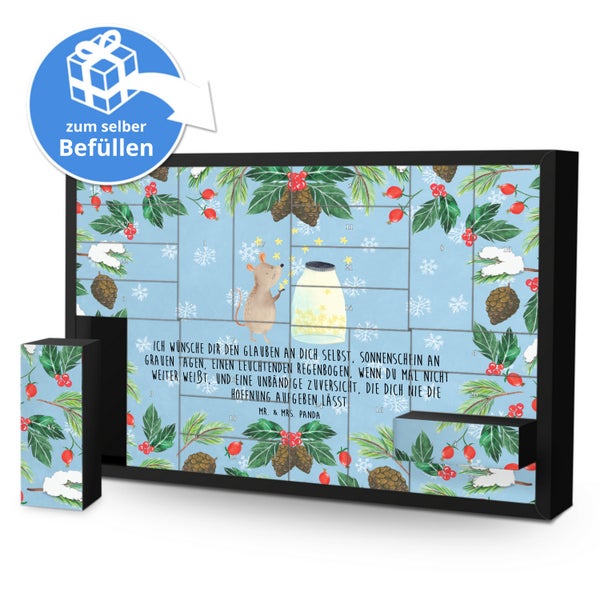 Mr. & Mrs. Panda Befüllbarer Adventskalender Maus Sterne - Blau Pastell