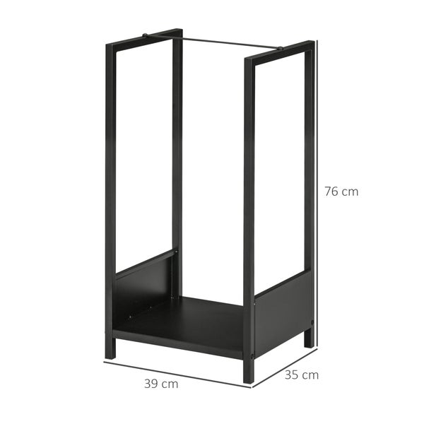 Outsunny Kaminholzregal, Kaminholzunterstand für Garten, Balkon, 39 x 35 x 76 cm, Stahl, Schwarz