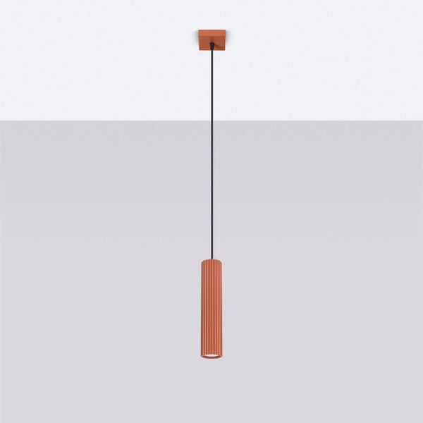 Hängelampe mit zylindrischem Schirm und vertikalen Rillen