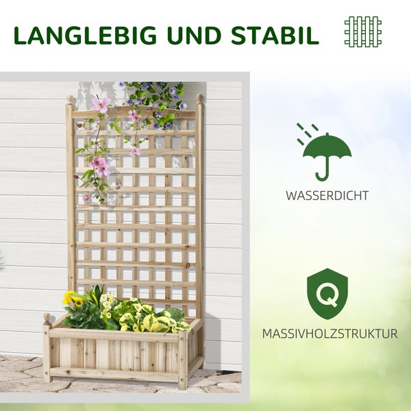 Blumenkasten mit Rankgitter aus Holz