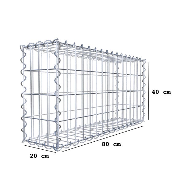 Gabione 80 cm x 40 cm x 20 cm (L x H x T), Maschenweite 5 cm x 10 cm, Spirale