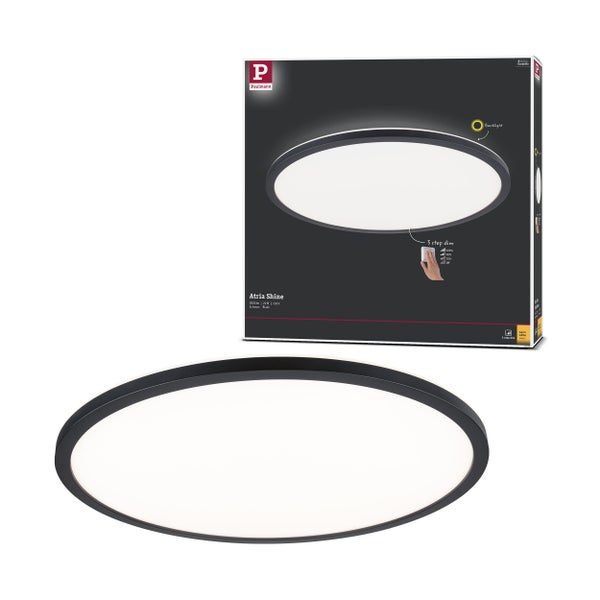 LED Panel 3-Step-Dim Atria Shine Backlight rund 420mm 22W 2300lm 3000K Schwarz dimmbar