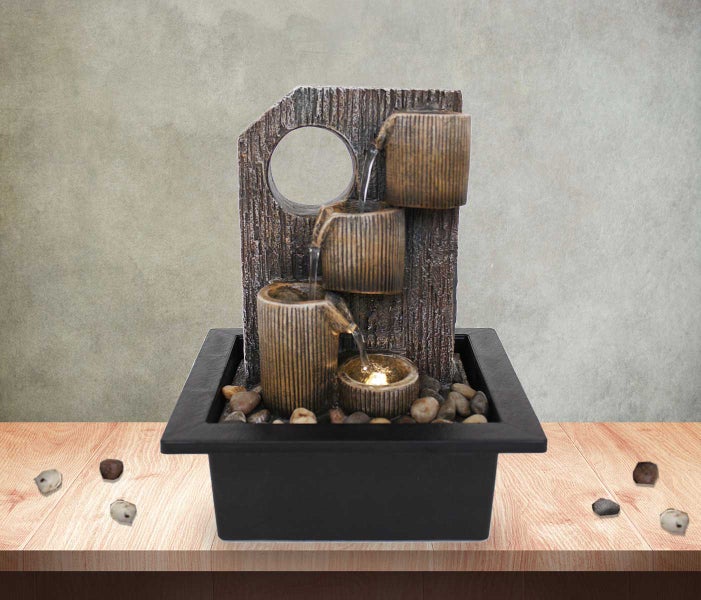 Zimmerbrunnen Tischbrunnen FoCoppe antik braun Led 26 cm 10971
