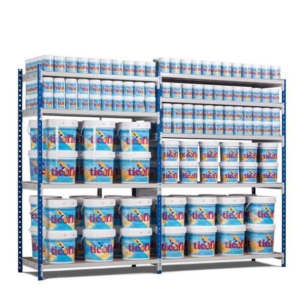PROREGAL Fachbodenregal Maximus HxBxT200 x 150 x 30 cm 4 Ebenen Offener Fachboden Fachlast 83 kg Lichtblau-Lichtgrau