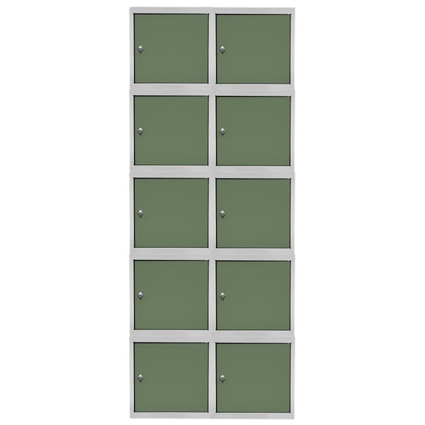 PROREGAL Mega Deal | 10x Schließfachwürfel Blocky mit Drehriegelschloss für Vorhängeschloss | HxBxT 40x40x40cm | Lichtgrau/Grün | Tresor, Schließfach