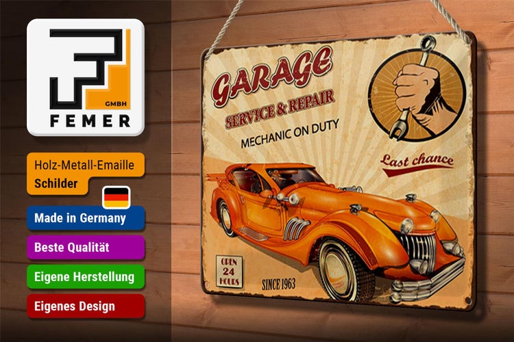 Blechschild Spruch 30x20cm Garage Service mechanic on duty
