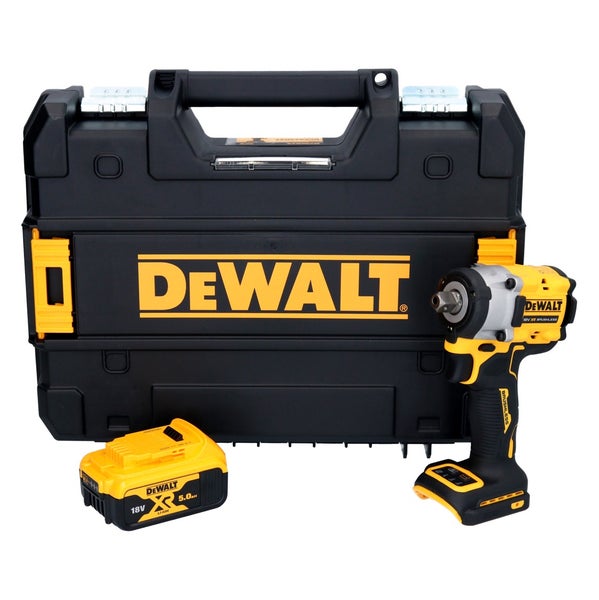 DeWALT bürstenloser Akku-Schlagschrauber 18 Volt mit 5,0 Amperestunden XR Lithium-Ionen Akku und TSTAK Transportkoffer.