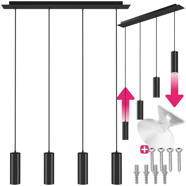 Pendelleuchte tectake Lumea 4-flammig, 4x GU10, 40 W 75 x 9 x 146 cm