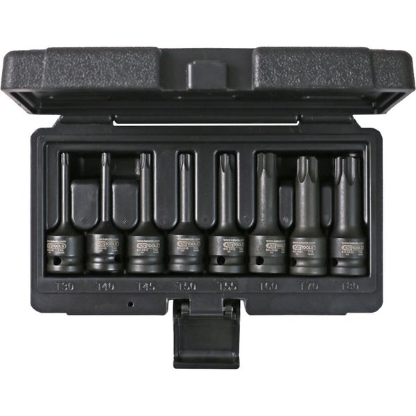 KS TOOLS 1/2 Kraft-Bit-Stecknuss-Satz Torx 8tlg. T30 - T80 lang - 911.0901