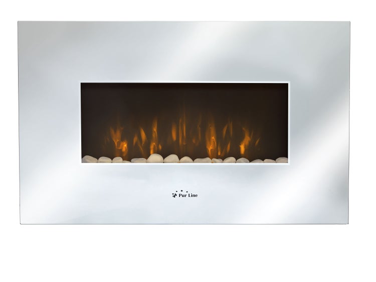 Elektrischer Wandkamin mit Flammeneffekt und Kieselsteinen