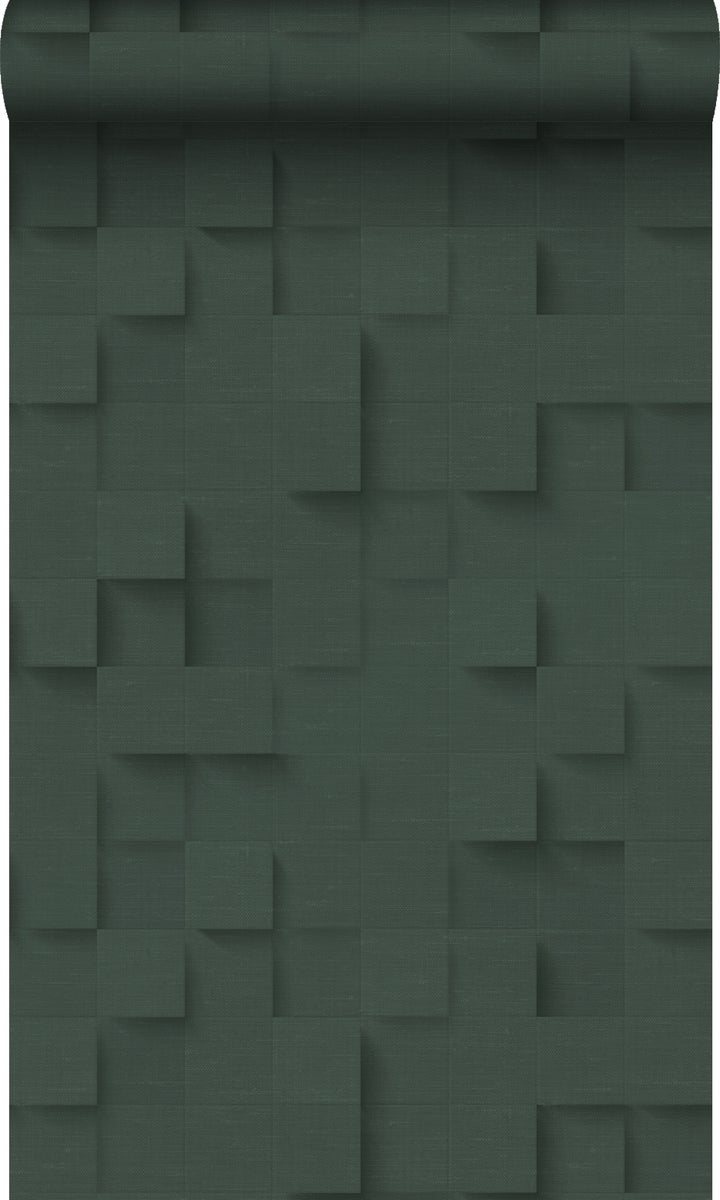 Origin Wallcoverings Tapete 3D-Würfel Dunkelgrün - 50 x 900 cm - 347899