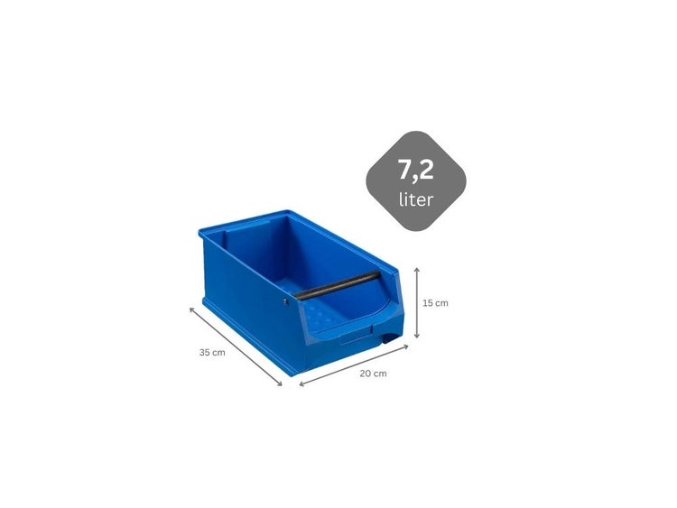 PROREGAL Blaue Sichtlagerbox 4.1 Mit Griffstange HxBxT 15 x 20 x 35 cm 7,2 Liter Sichtlagerbehälter Sichtlagerkasten Sichtlagerkastensortiment Sortierbehälter
