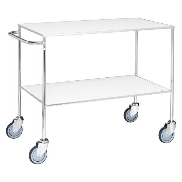 Servierwagen mit zwei Ablageflächen und Rollen