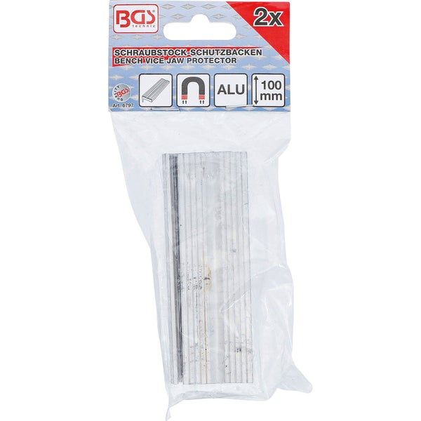 BGS Technic Schraubstock Schutzbacken aus Aluminium, 2 Stück, 100 mm