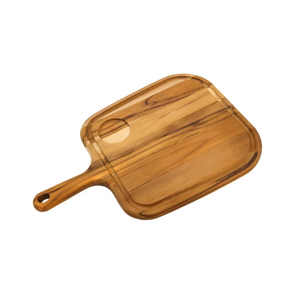 Holzschneidebrett mit Griff und Saftrille