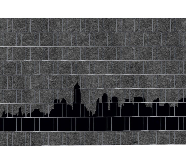 Schallabsorber mit Skyline Motiv