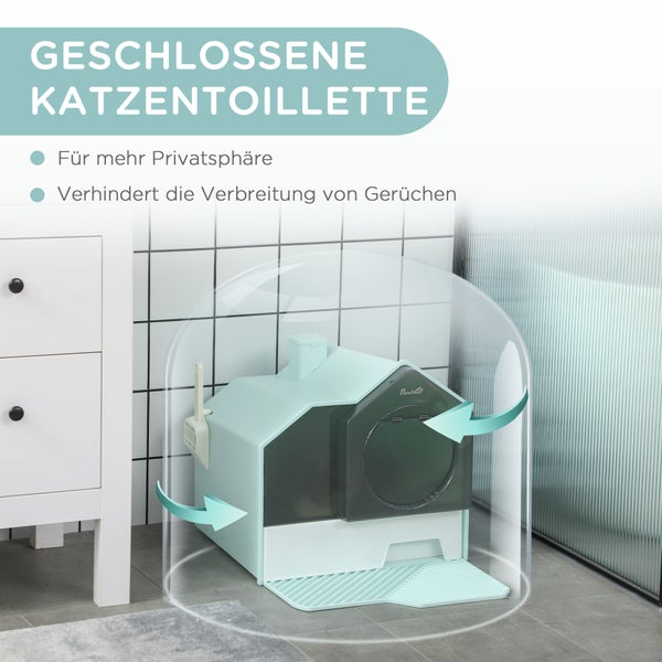 PawHut Katzentoilette, 47L x 45B x 42H cm, Kunststoff, ABS, Hellblau