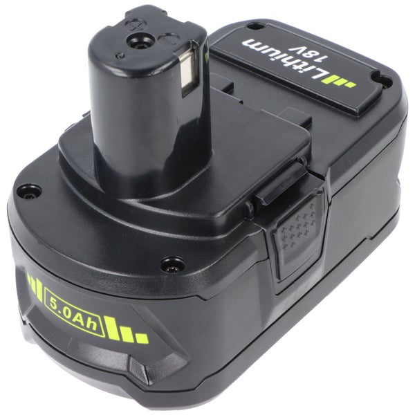 Lithium-Ionen Akku 18 Volt 5,0 Amperestunden für Elektrowerkzeuge, schwarz.