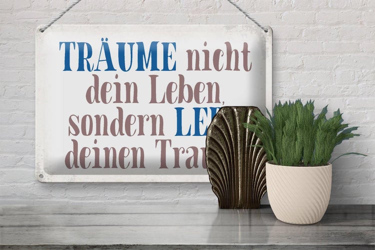 Blechschild Spruch 30x20cm träume nicht dein Leben lebe