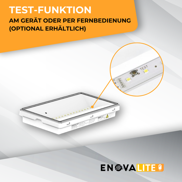 ENOVALITE Led Fluchtwegleuchte Ein- und Aufbau Notleuchte mit Notsromeinheit TEST Funktion Notausgangleuchte IP65