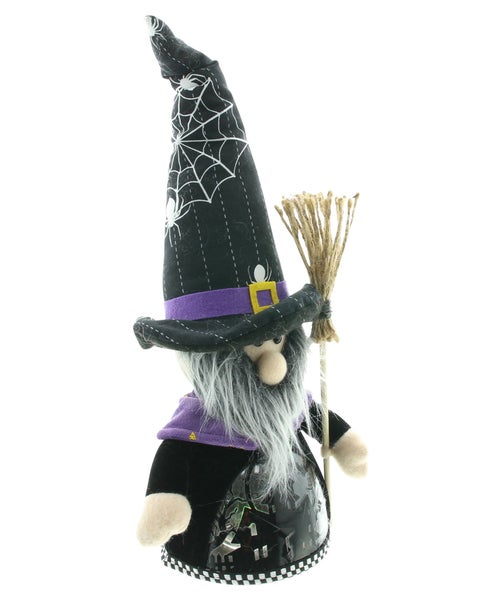 Halloween-Dekofigur einer Hexe mit Besen