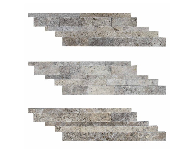 Wohnrausch Wandverblender Naturstein Travertin Paneele SILVER, grau
