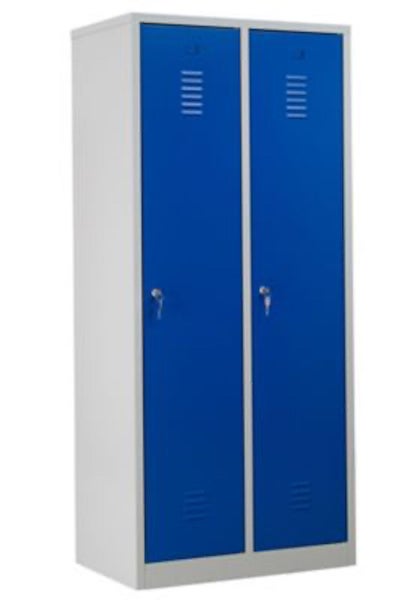 PROREGAL Garderobenspind Camel 2-Fächer HxBxT 180 x 80 x 50 cm Zylinderschloss Grau-Blau