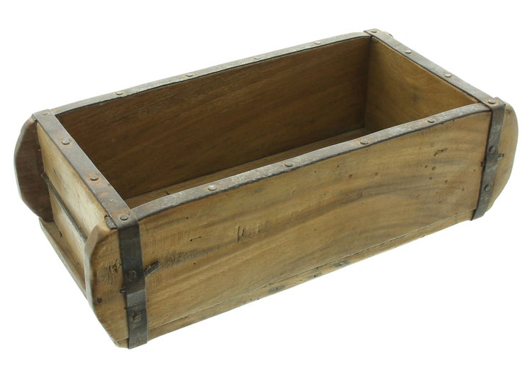 FRANK FLECHTWAREN | Dekobox Ziegelform, HOLZ, METALL, 30 x 14 x 9 cm