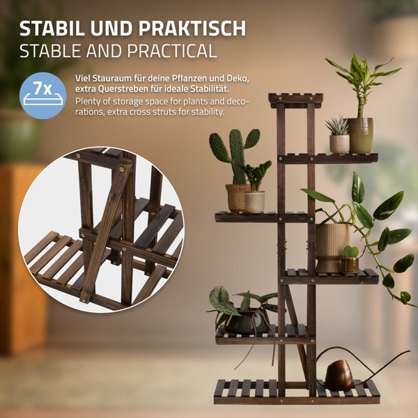 ML-Design Blumenregal aus Holz, 75x27,5x140 cm, Pflanzenregal 6 Ebenen, Blumentreppe 6 Etagen, Pflanzentreppe, Pflanzenständer, Gartenregal Draußen, Blumenständer für Balkon Wohzimmer Garten Outdoor