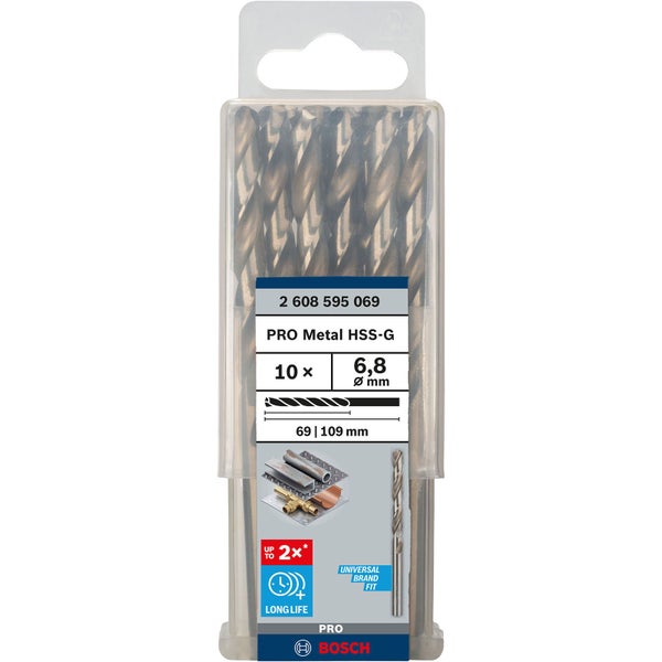 Bosch PRO Metal HSS-G Spiralbohrer 6,8 x 69 x 109 mm - 2608595069