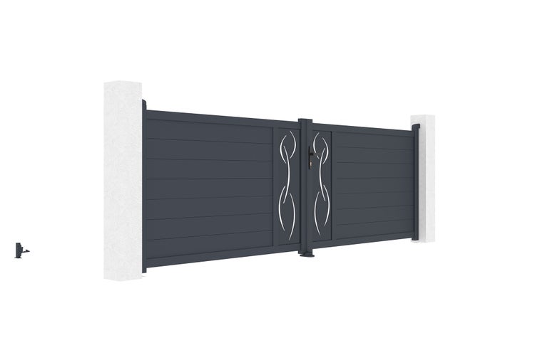 Flügeltor 4m LIFE H.120 graues Aluminium