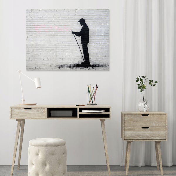 Leinwandbild Abstrakt Banksy grau Modern Wandbild 60x40 cm