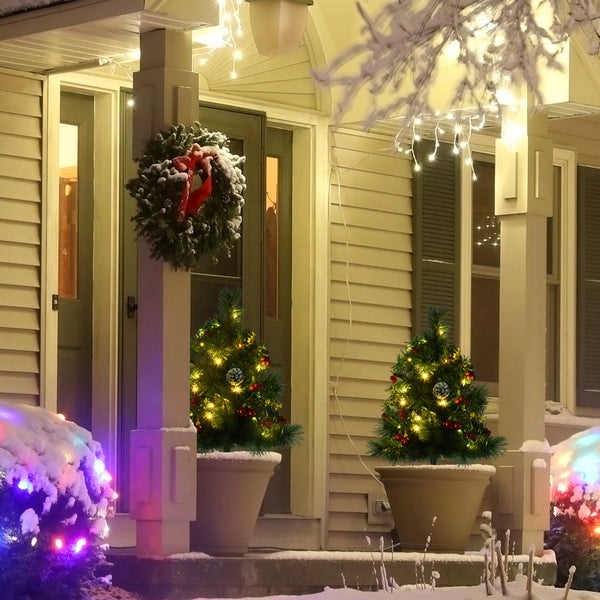 HOMCOM 2-er Set Weihnachtsbäume, Ø33 x 75 cm, PVC, Grün
