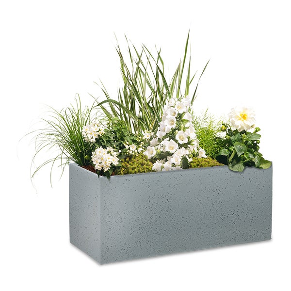 Scheurich C-Cube Long 60, Pflanzgefäß/Blumentopf/Pflanzkübel, rechteckig,  aus Kunststoff Farbe: Stony Grey, 58,5 cm Breite, 25 cm Tiefe, 26,5 cm hoch, 21 l Vol.