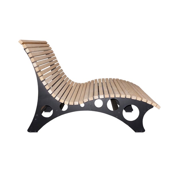Home Deluxe - Wellenholzliege TAIGA - Lärchenholz, Stahl, inkl. 30 Latten - 148 x 105 x 152 cm I Waldsofa Schwunliege Relaxliege