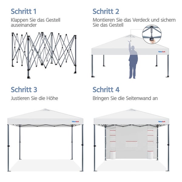 Anleitung zum Aufbau eines Pavillons in vier Schritten