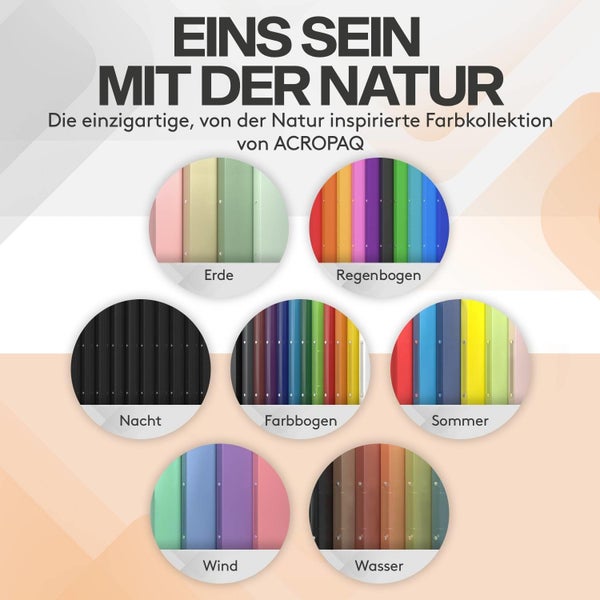 ACROPAQ - 10 x Ringbuch A4 - Mit 2 Ringen, Mit Rückenetiketten, Rückenbreite 2,5 cm, Regenbogen, Natur Farbkollektion - Ringhefter, Ringordner, Ordner A4 Schmal, Ringmappe A4, Schulordner