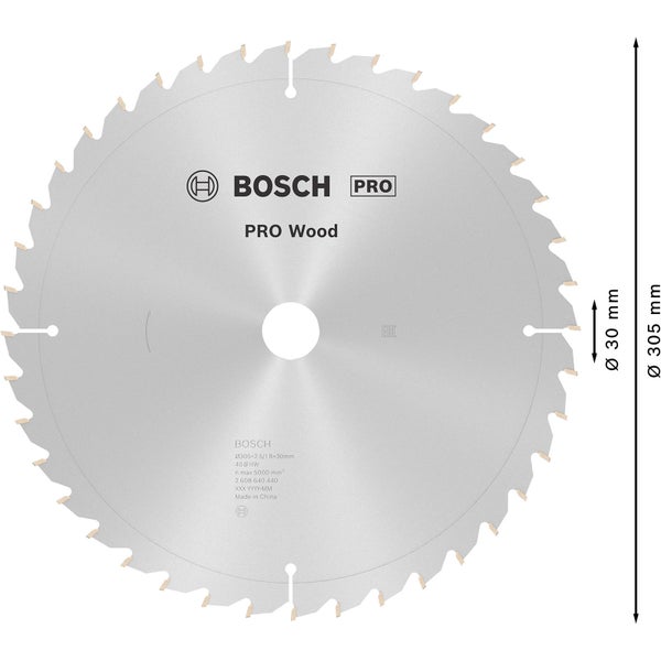 Bosch PRO Wood Kreissägeblatt 305 x 2,5 x 30 mm - 2608640440