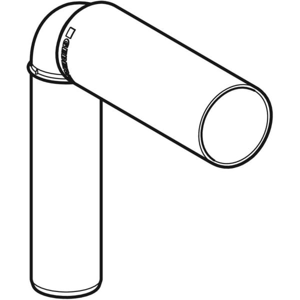 Geberit Anschlussbogen 90 Grad für Sanitärinstallationen, technische Zeichnung.